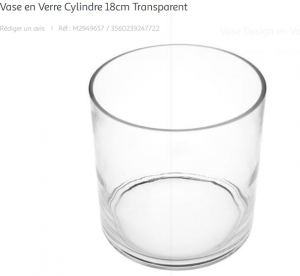 Vase en Verre Cylindre 18cm Transparent, Choix du support et de la texture